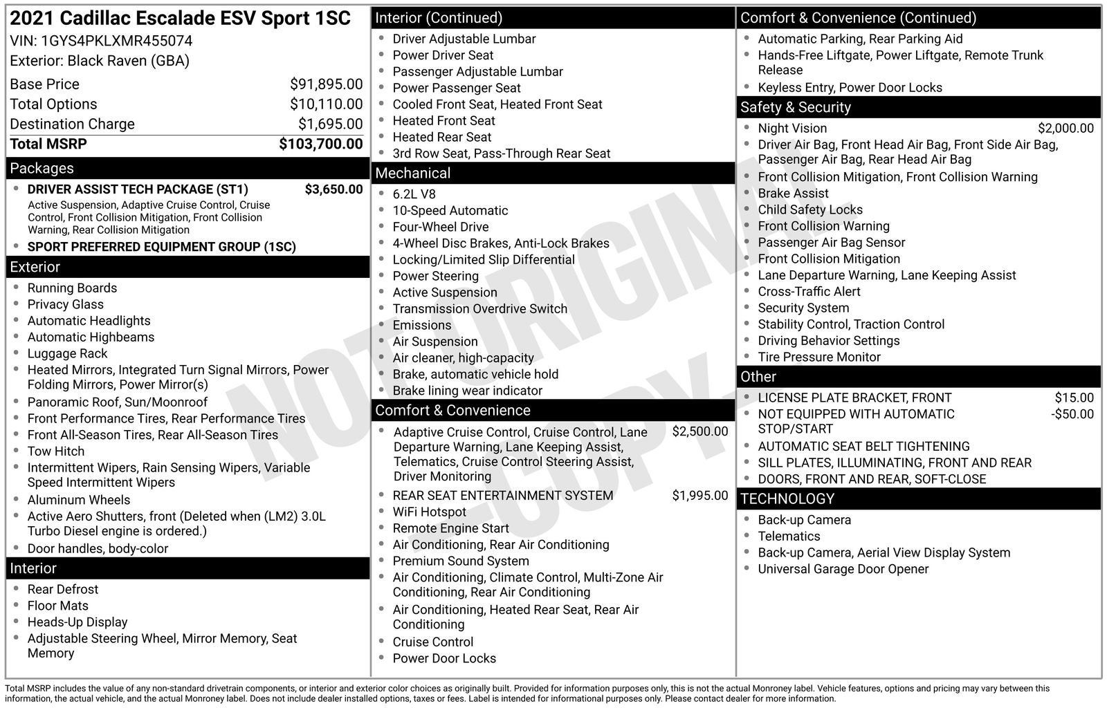2021 Cadillac Escalade ESV Sport