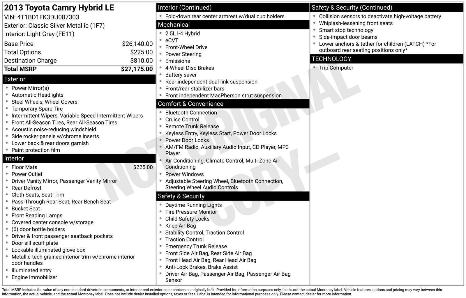 2013 Toyota Camry Hybrid LE