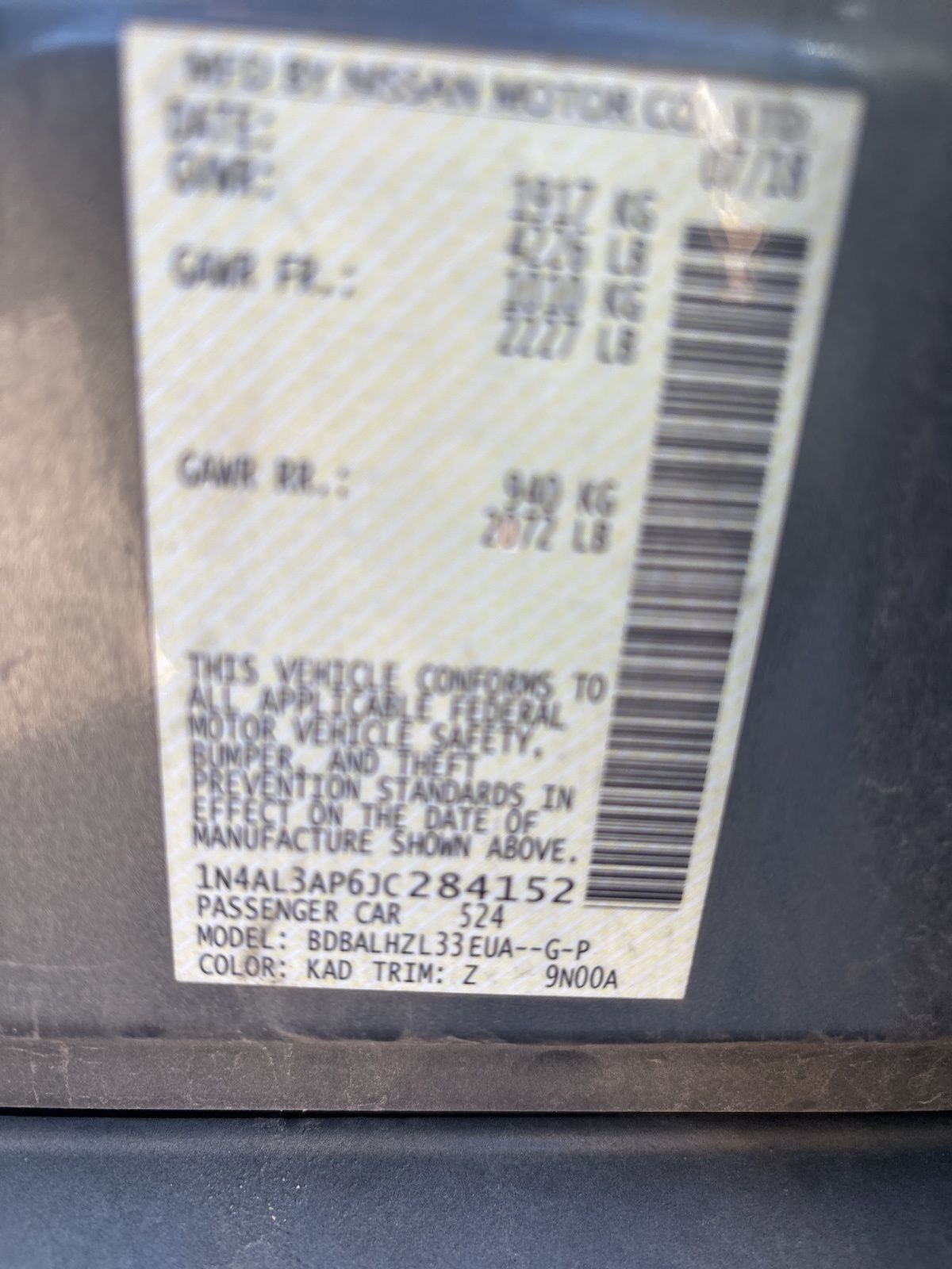 2018 Nissan Altima 2.5 SR