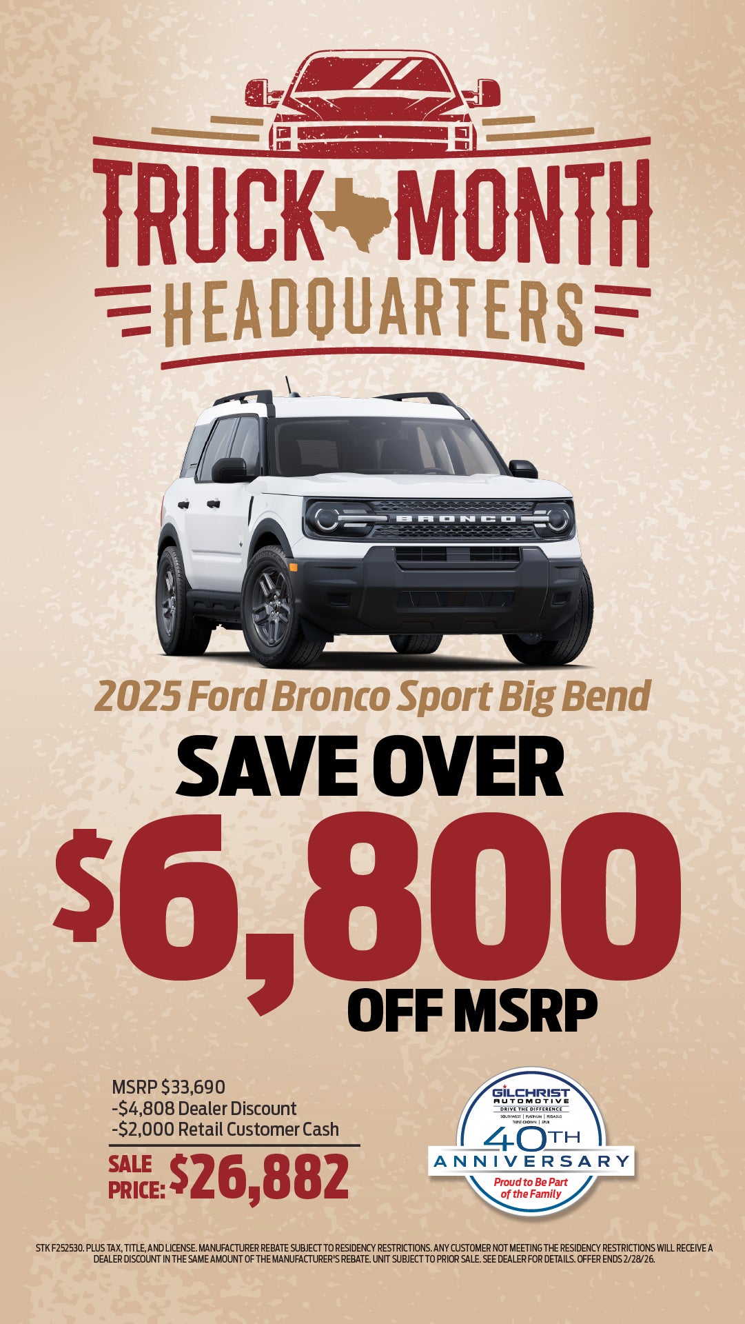 Shop 2025 Bronco Sport Starting at $26,882!