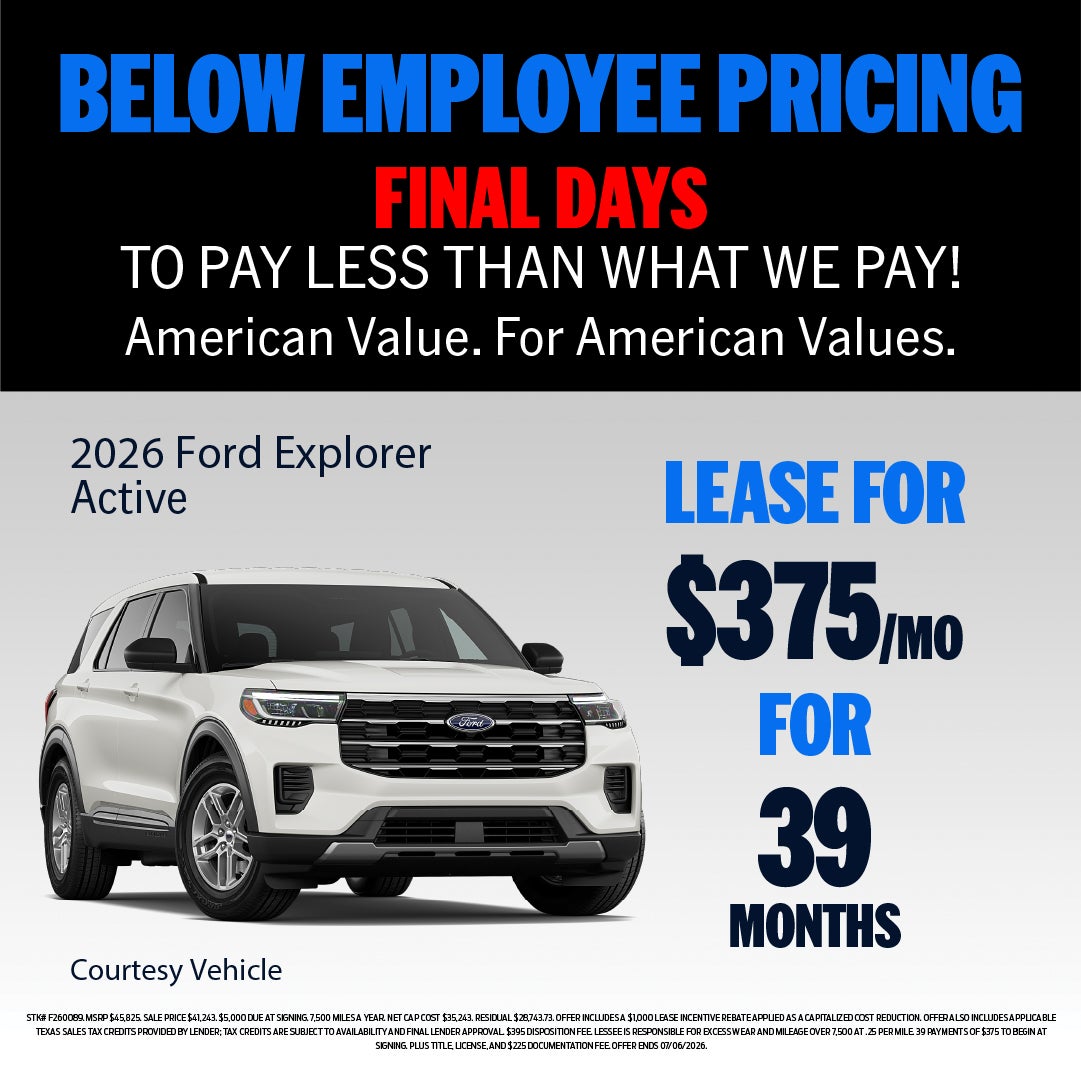 LEASE A 2026 EXPLORER ACTIVE FOR $375/MO!