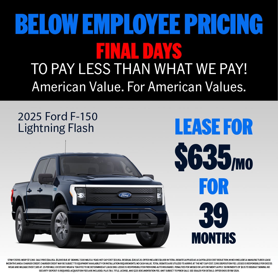 LEASE A 2025 F-150 LIGHTNING FLASH FOR $635/MO!
