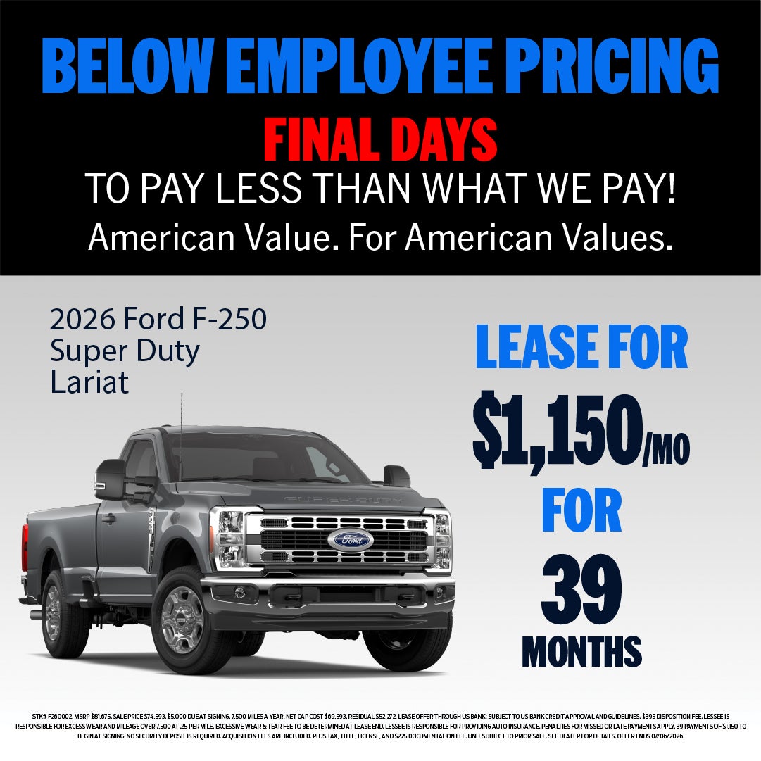 LEASE A 2026 F-250 LARIAT FOR $1,150/MO!