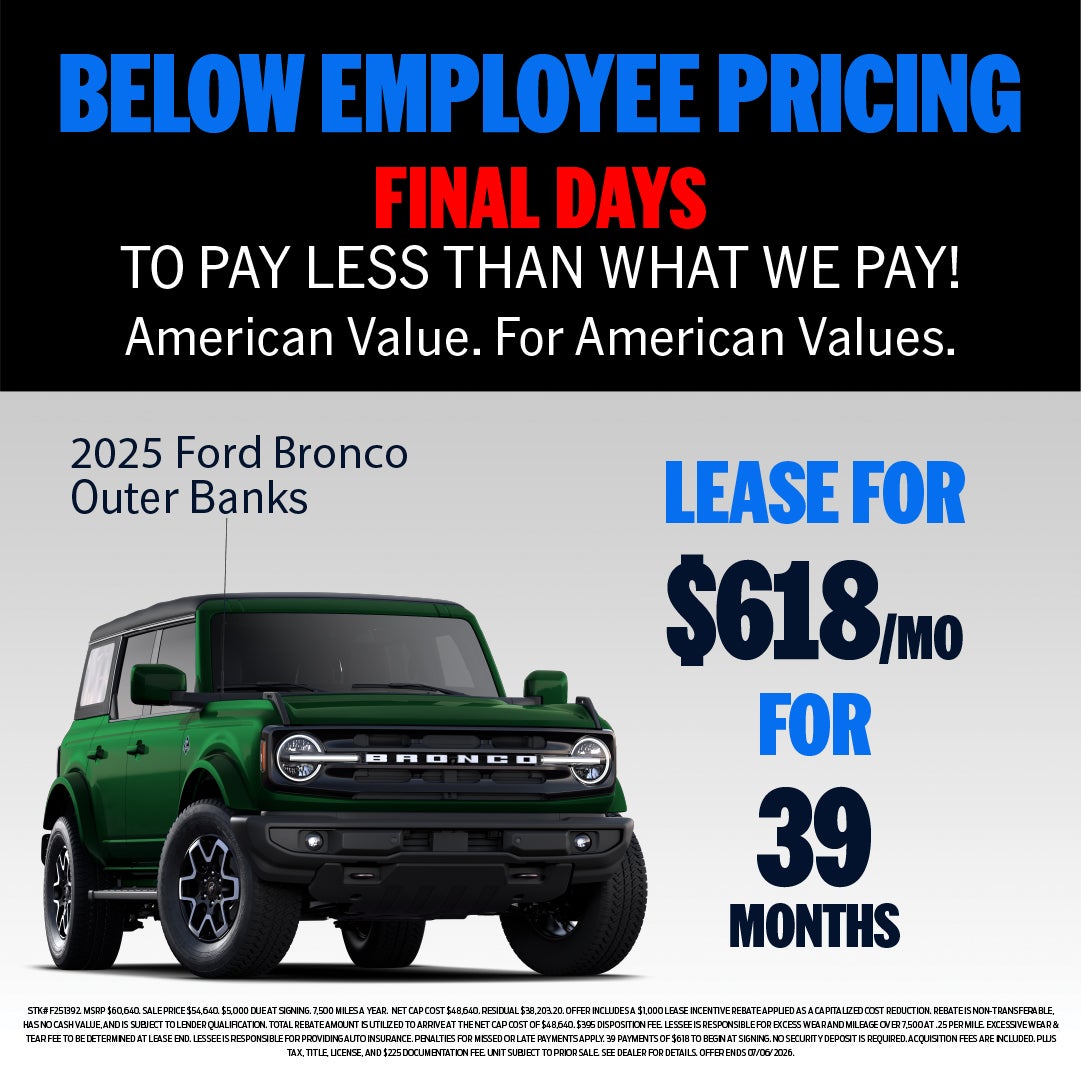 LEASE A 2025 BRONCO OUTER BANKS FOR $618/MO!