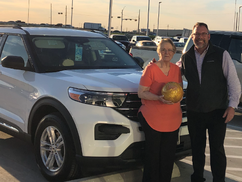 Jo Nunnally purchased a new 2020 Ford Explorer-this is number 2 for the Nunnally's! Platinum Ford in Terrell TX
